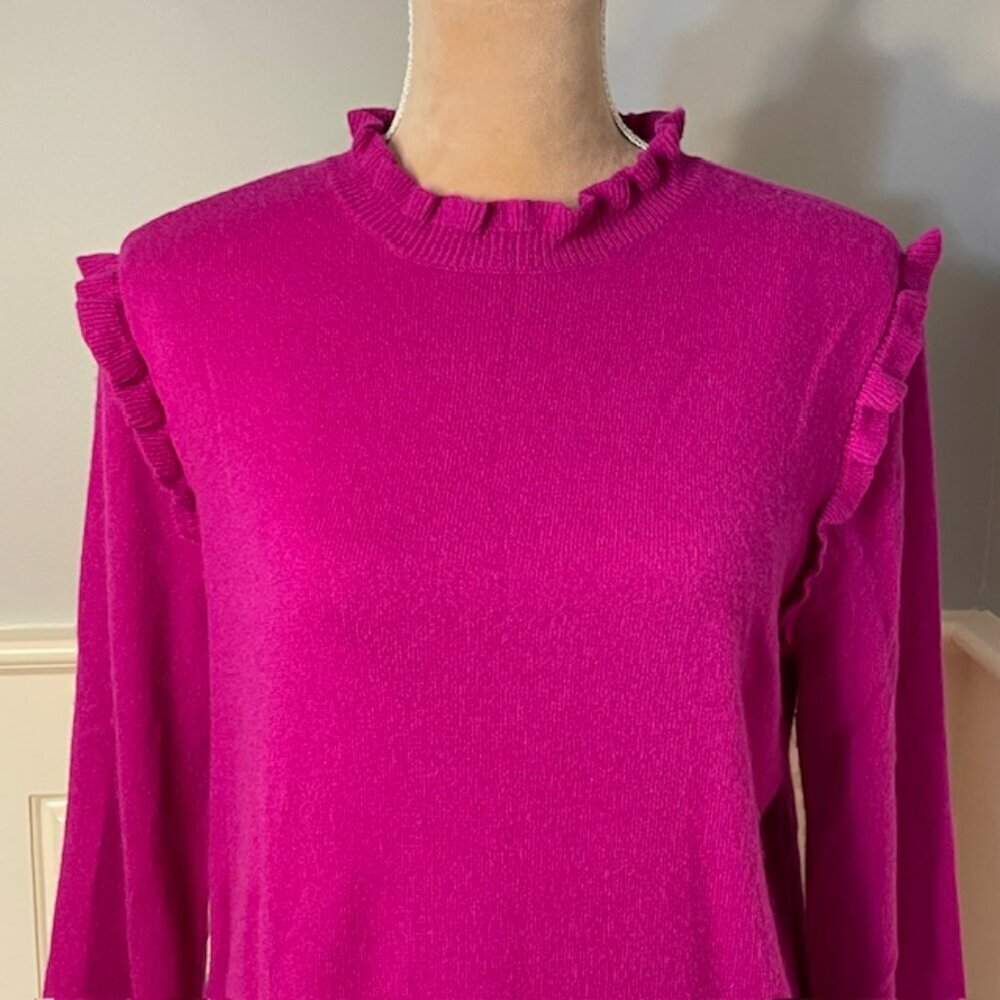 Tyler Boe Cashmere Ruffled Feminine Pullover Sweater NWOT Large - Picture 2 of 8